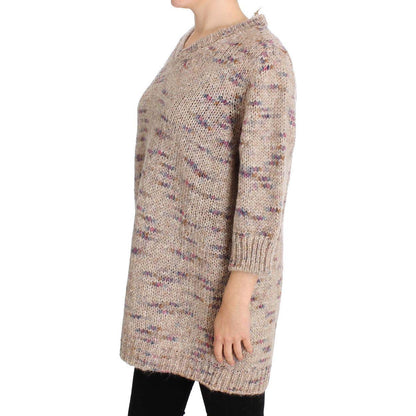 PINK MEMORIES Beige Wool Blend Knitted Oversize Sweater