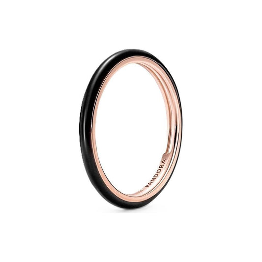 PANDORA JEWELS Mod. BLACK ENAMEL - RING - Size 52 Ring
