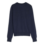 Back view of Maison Kitsuné MAISON KITSUNE' Sweaters Blue in navy merino wool, showing ribbed-knit edge and crew neck design.