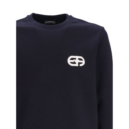 Emporio Armani Double-jersey sweatshirt with embossed embroidered EA logo Topwear