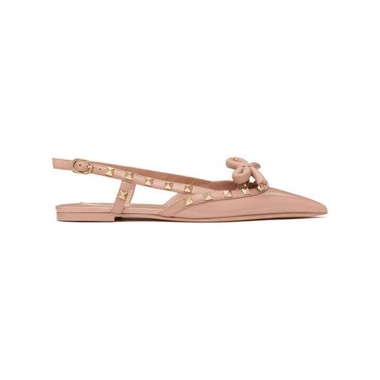 Valentino Garavani Rockstud Bow Slingback Ballerina In Patent Leather