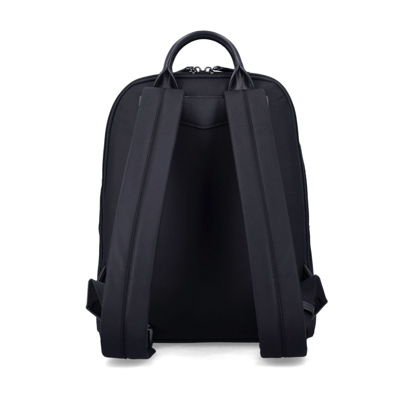 Front view with bag zipped and handles upright.