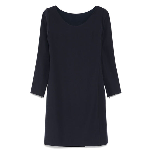 Emporio Armani Dresses Blue prussian blue U-neck Cady short dress with concealed side zip fastening
