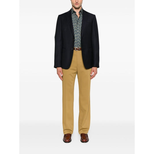 Paul Smith Shirts MultiColour teal blue floral print, long sleeves, button fastening, classic collar shirt styled with blazer and trousers.