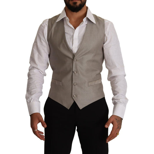 Dolce & Gabbana Beige Wool Single Breasted Waistcoat Vest TSH7648 - 48