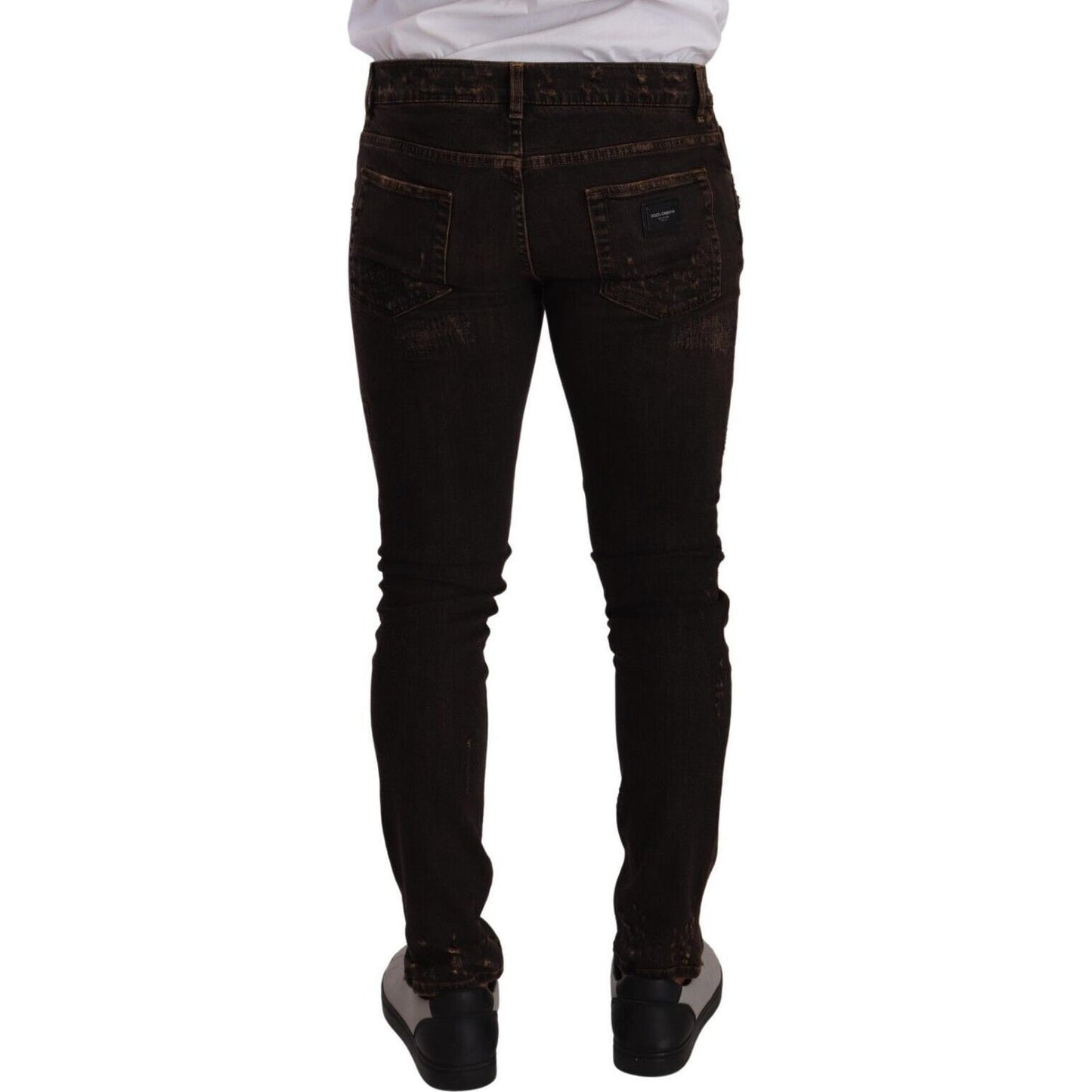 Dolce & Gabbana Brown Distressed Slim Fit Skinny Denim Jeans