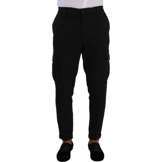 Dolce & Gabbana Black Viscose Cargo Skinny Men Trouser Pants