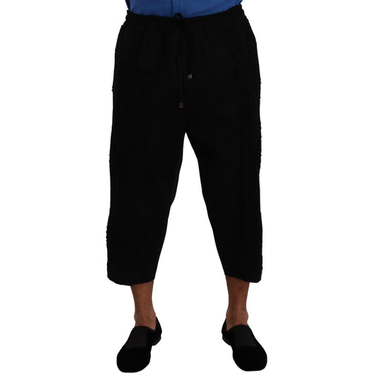 Dolce & Gabbana Black Cotton Torero Sweatpants Shorts Pants