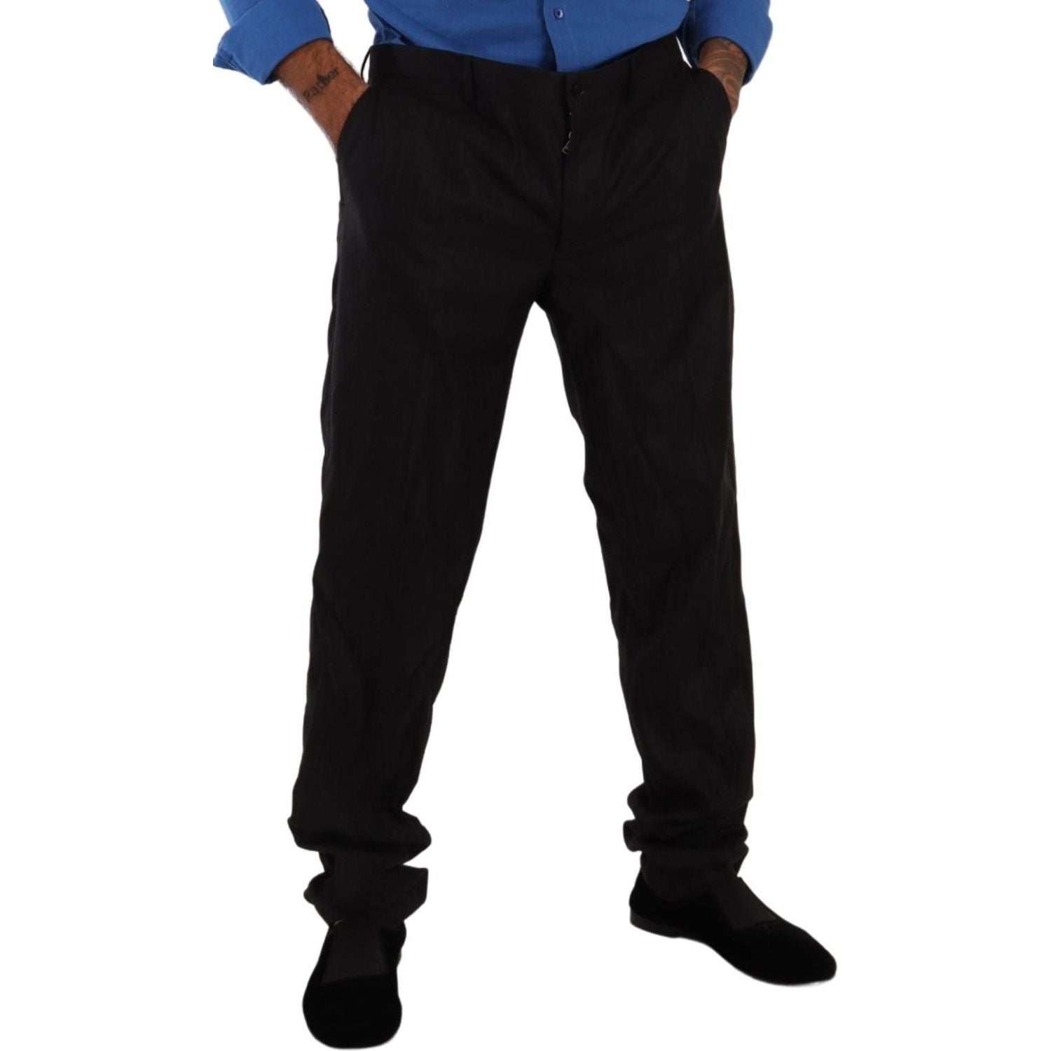 Dolce & Gabbana Gray Wool Silk Dress Trouser Dress Pants