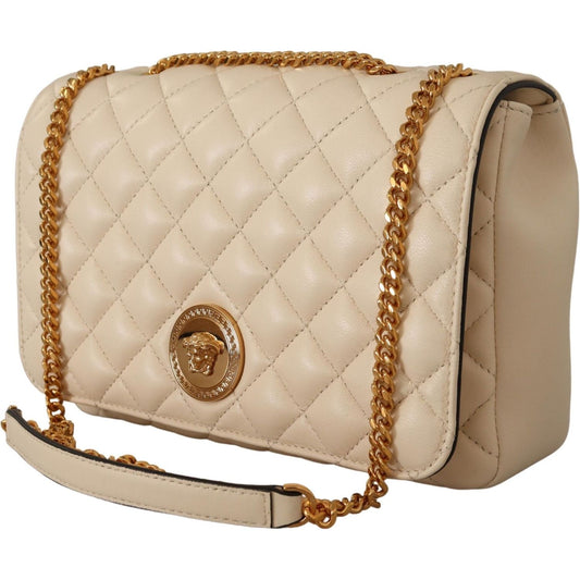 Versace Elegant White Nappa Leather Shoulder Bag 8054712068980
