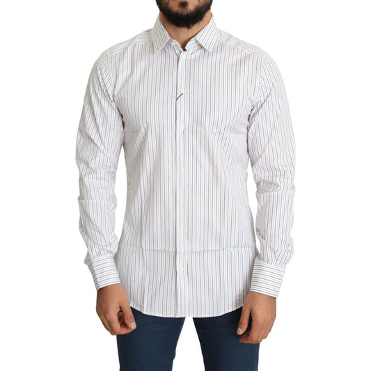 Dolce & Gabbana White Striped Formal MARTINI Shirt TSH5491- 40