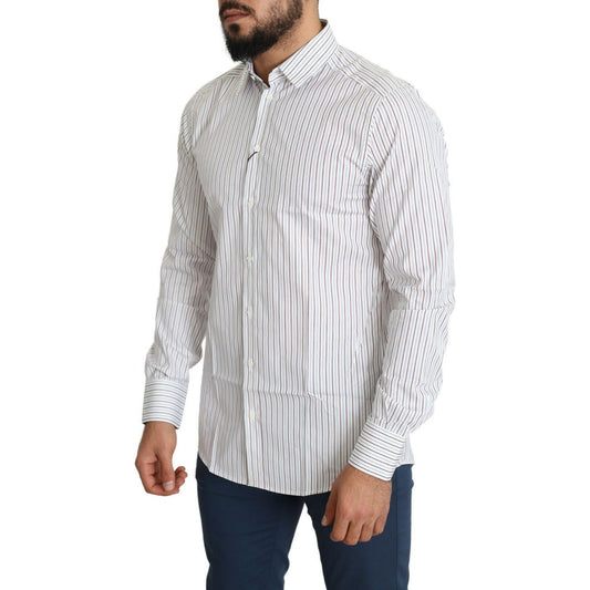 Dolce & Gabbana White Striped Formal MARTINI Shirt TSH5491- 40