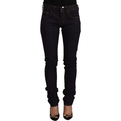 GF Ferre Black Mid Waist Cotton Denim Skinny Jeans