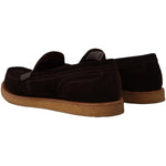 Dolce & Gabbana Elegant Suede Crocodile Loafers in Brown Dolce & Gabbana Black