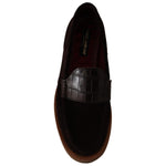 Dolce & Gabbana Elegant Suede Crocodile Loafers in Brown Dolce & Gabbana Black