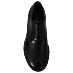 Dolce & Gabbana Black Leather Wingtip Mens Formal Derby Shoes