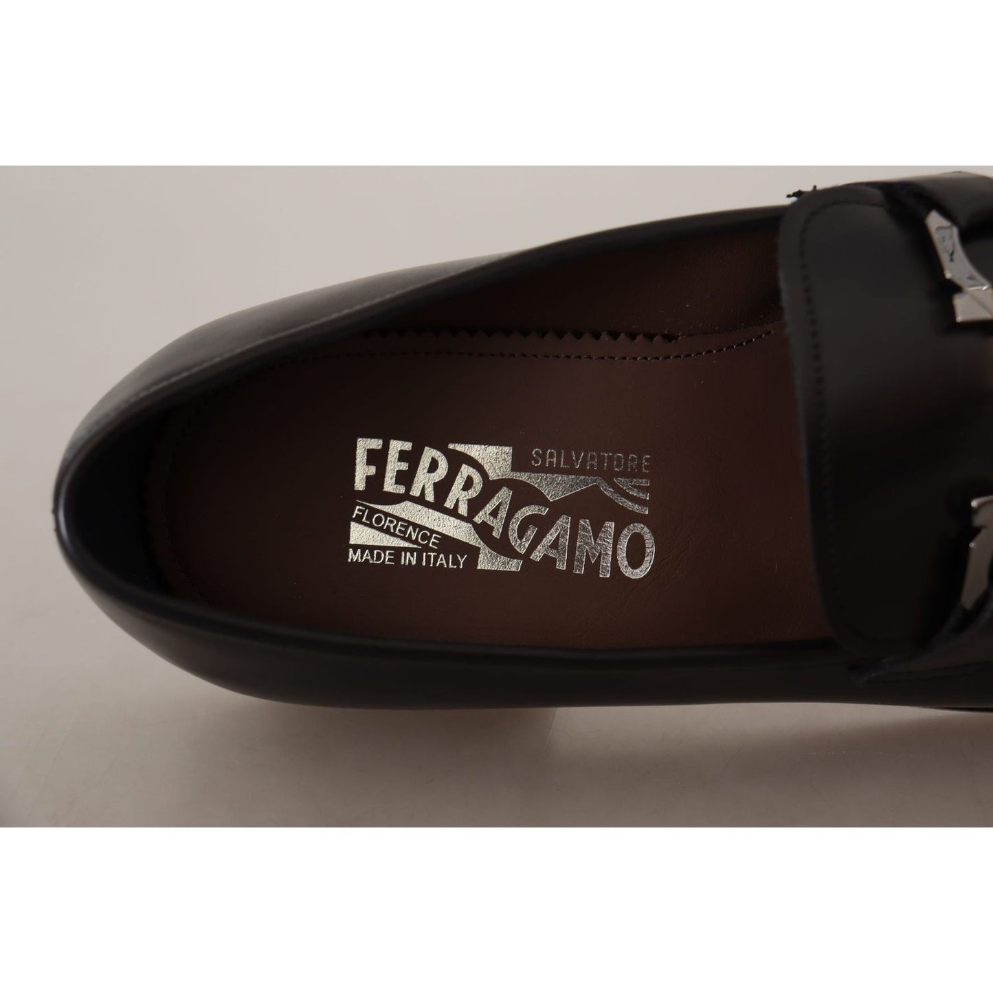 Salvatore Ferragamo Suave Black Leather Gancio Bit Loafers Dress Shoes