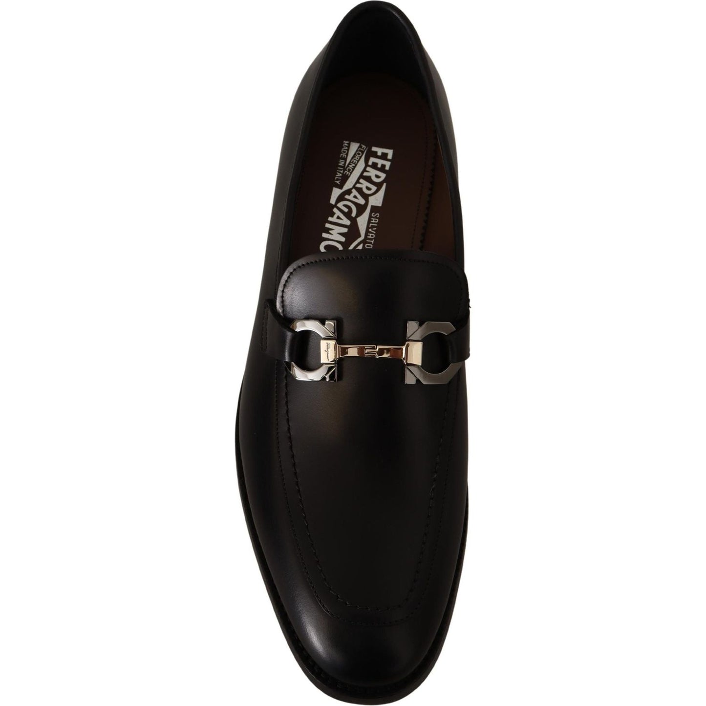 Salvatore Ferragamo Suave Black Leather Gancio Bit Loafers Dress Shoes
