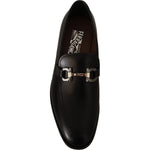 Salvatore Ferragamo Suave Black Leather Gancio Bit Loafers Dress Shoes