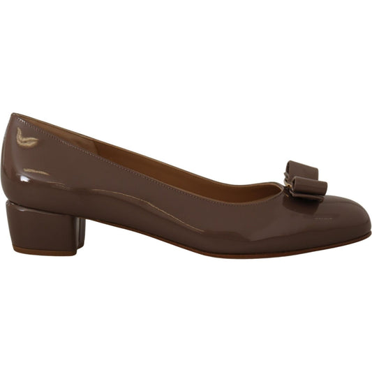 Salvatore Ferragamo Elegant Caraway Brown Pumps with Vara Bow 8057553218309