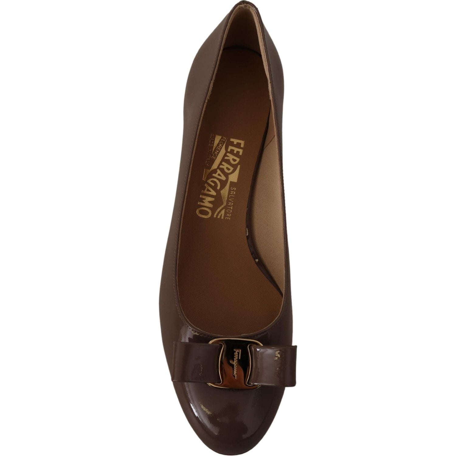 Salvatore Ferragamo Elegant Caraway Brown Pumps with Vara Bow