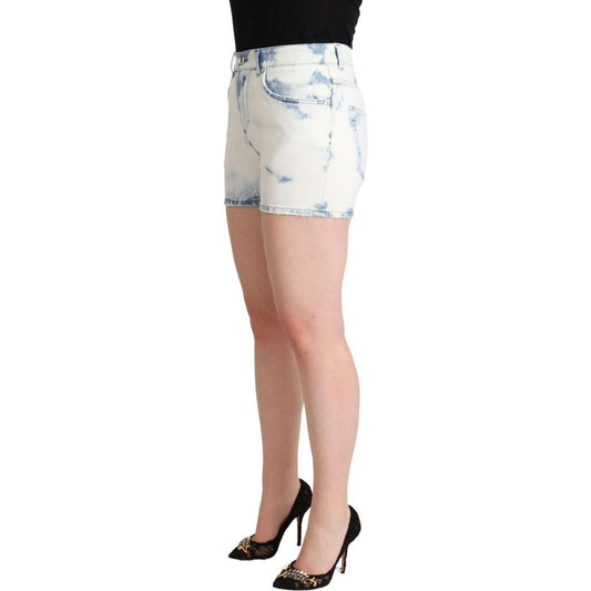 Dolce & Gabbana White Blue Dye Cotton Mid Waist Denim Shorts PAN72784 - 40
