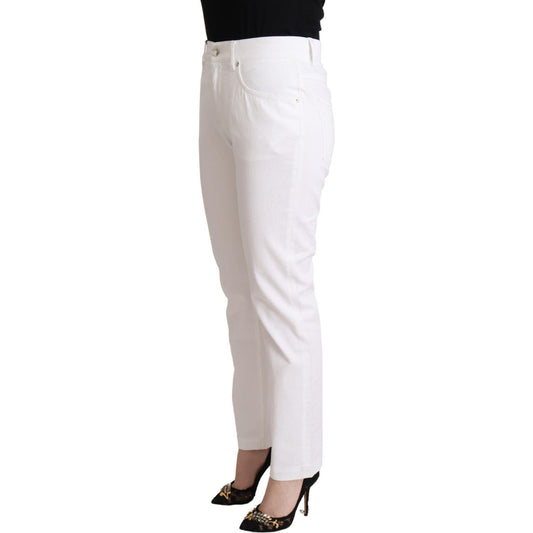 Dolce & Gabbana White Cotton Mid Waist Denim Tapered Jeans PAN72815- 40