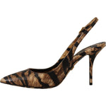 Dolce & Gabbana Brown Slingbacks Leather Tiger Shoes LA9782- 36.5