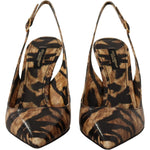Dolce & Gabbana Brown Slingbacks Leather Tiger Shoes LA9782- 36.5