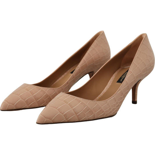 Dolce & Gabbana Beige Leather Pointed Heels Pumps Shoes LA9810- 36.5