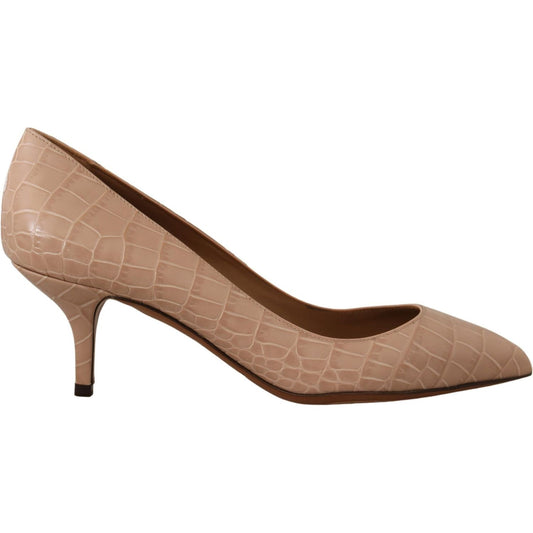 Dolce & Gabbana Beige Leather Pointed Heels Pumps Shoes LA9810- 36.5