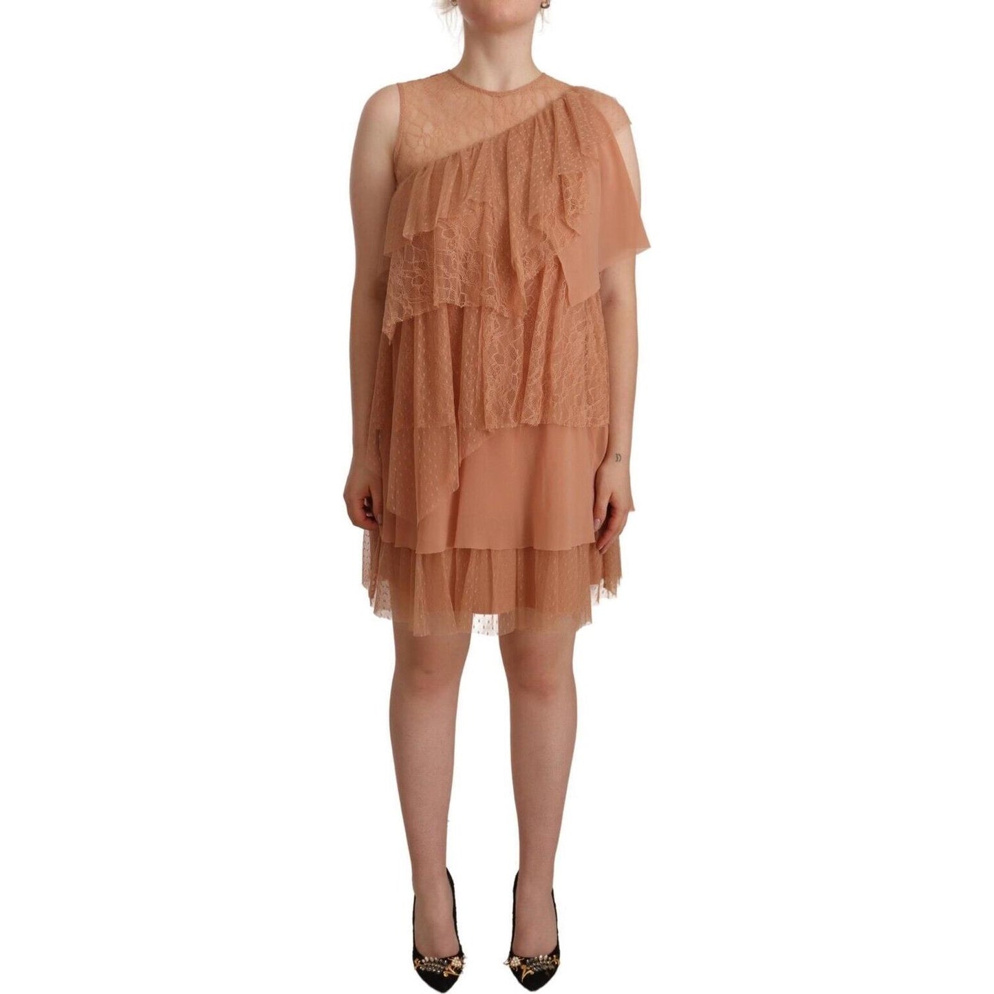Liu Jo Pink Lace Sleeveless Mini Shift Layered Dress