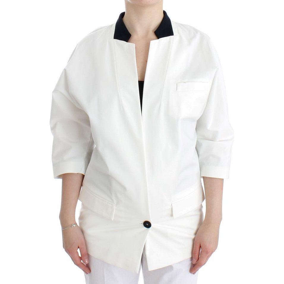 Andrea Pompilio White Cotton Blend Oversized Blazer Jacket Blazer Jacket