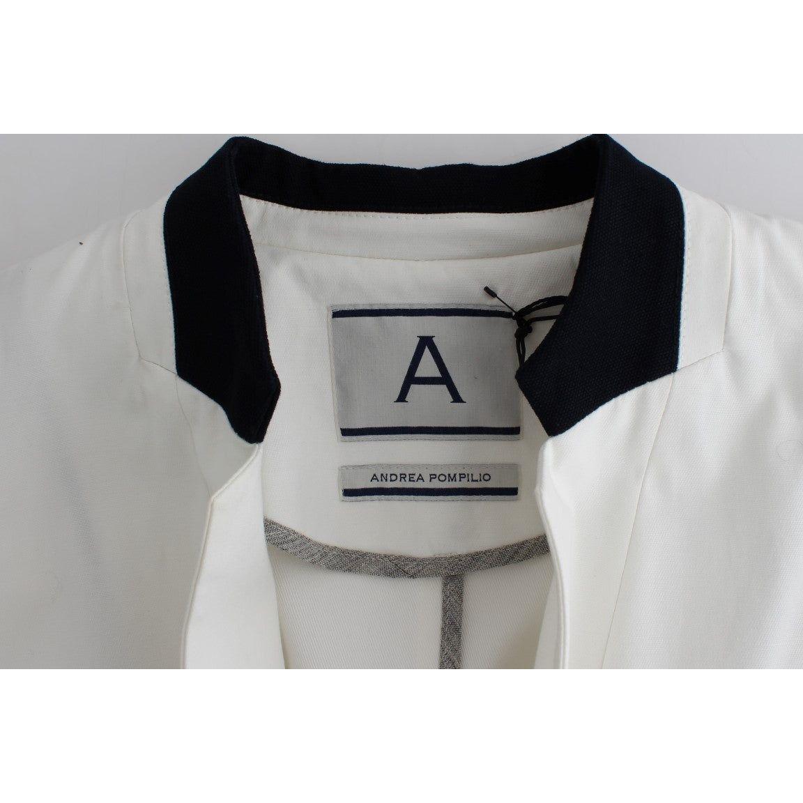 Andrea Pompilio White Cotton Blend Oversized Blazer Jacket