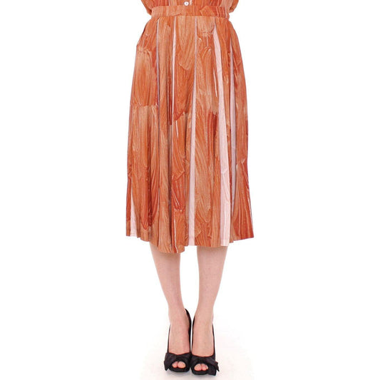 Licia Florio Brown Orange Below Knee Full Skirt MOM10106-2