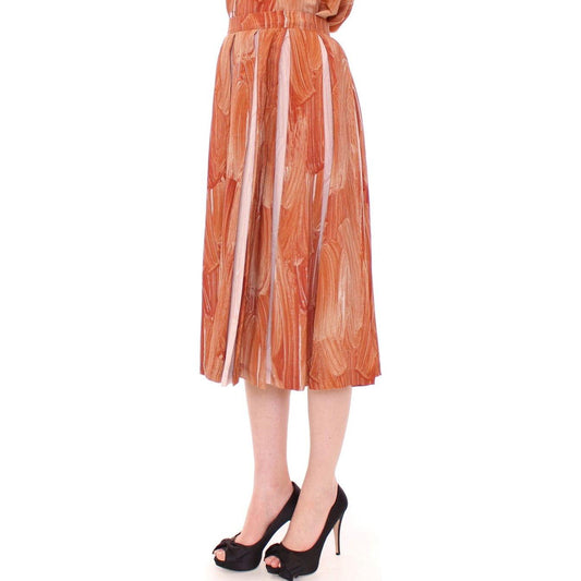 Licia Florio Brown Orange Below Knee Full Skirt MOM10106-2