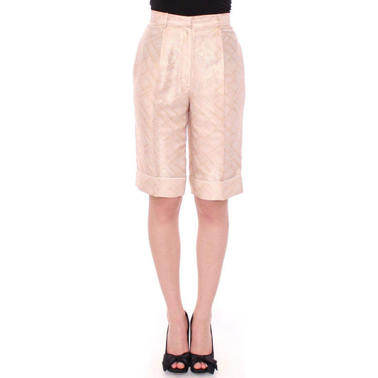 Zeyneptosun Beige Brocade Above Knee Shorts MOM10091-3