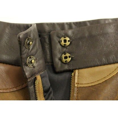 Dolce & Gabbana Brown Patchwork Leather Straight Skirt