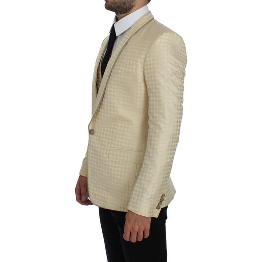 Dolce & Gabbana Beige Polka Dot Silk 2 Piece Blazer GTT10086-3
