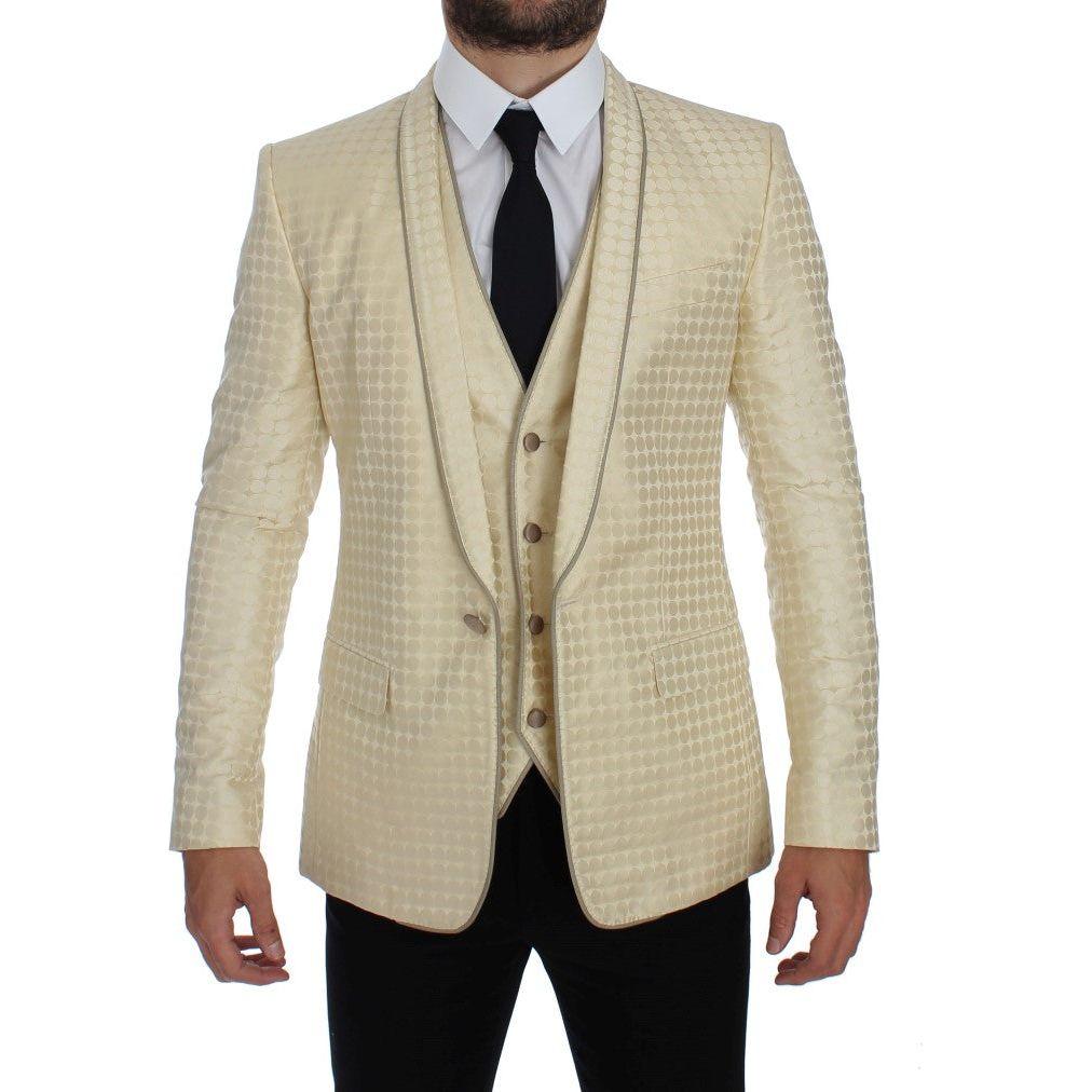 Dolce & Gabbana Beige Polka Dot Silk 2 Piece Blazer GTT10086-3