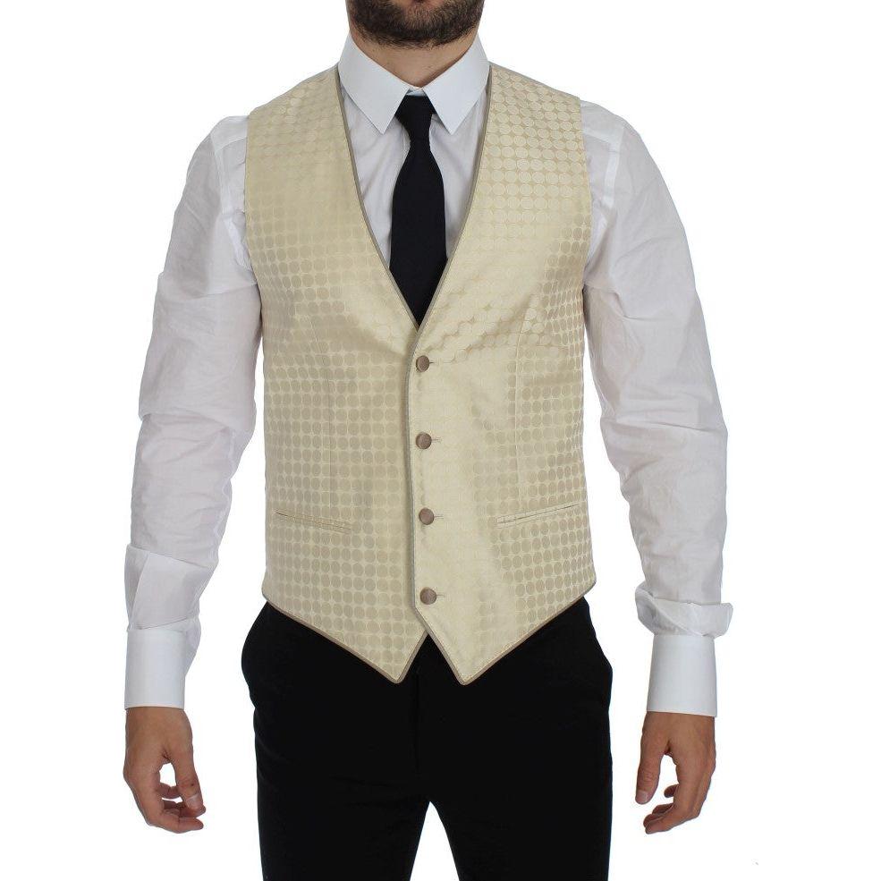 Dolce & Gabbana Beige Polka Dot Silk 2 Piece Blazer GTT10086-3