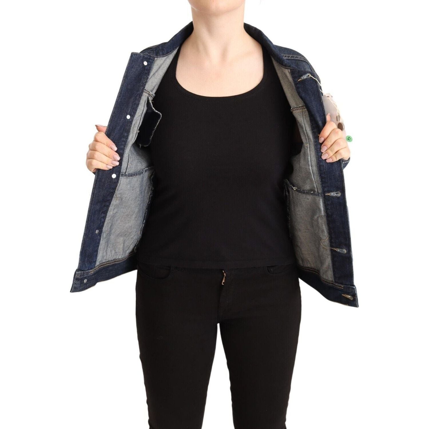 Master Coat Dark Blue Button Down Long Sleeves Denim Jacket