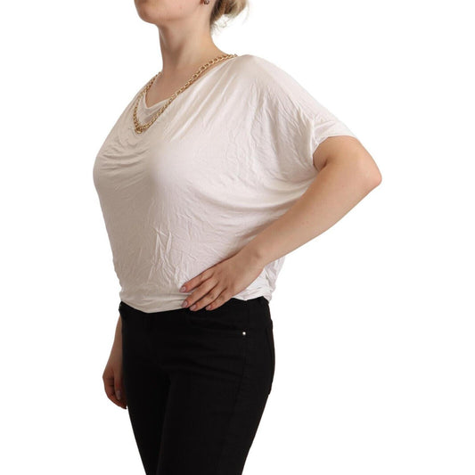Guess By Marciano White Short Sleeves Gold Chain T-shirt Top TSH4369 - 42