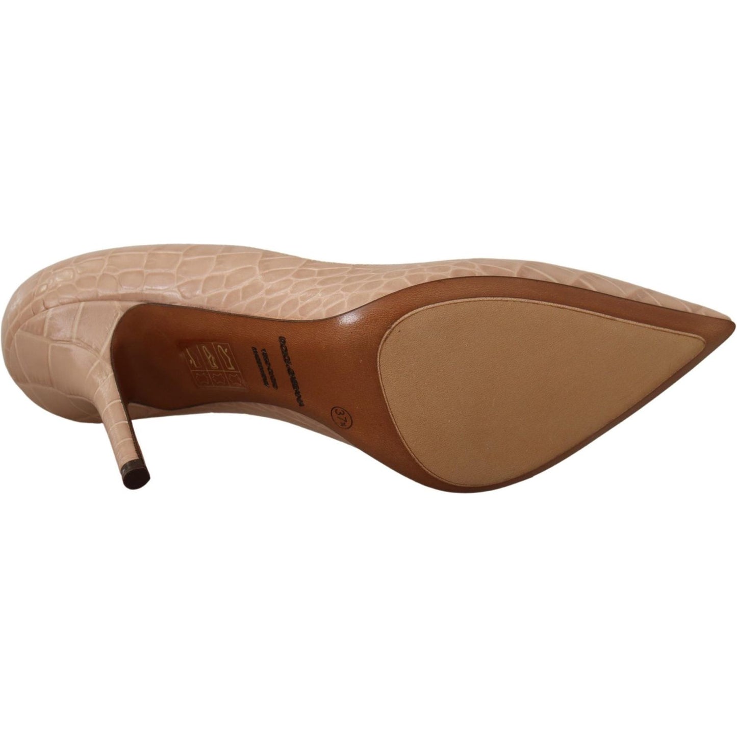 Dolce & Gabbana Beige Nude Leather BELLUCCI Heels Pumps Shoes LA9812- 39.5