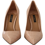 Dolce & Gabbana Beige Nude Leather BELLUCCI Heels Pumps Shoes LA9812- 39.5