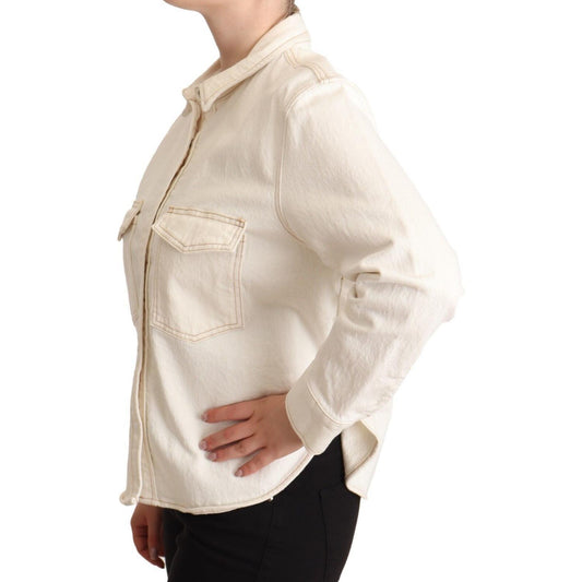 Levi's White Cotton Collared Long Sleeves Button Down Polo Top TSH7086 - 44
