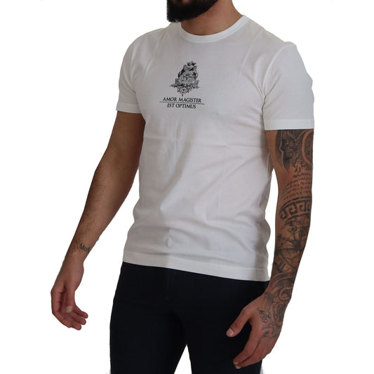 Dolce & Gabbana White Logo Cotton Amor Magister T-shirt TSH8180- 46