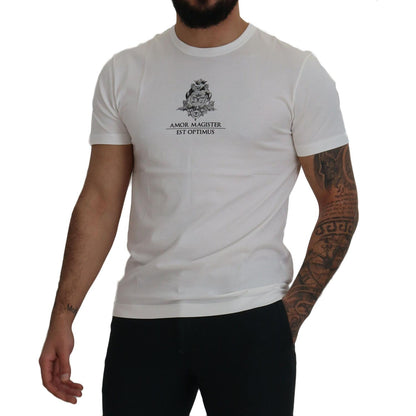 Dolce & Gabbana White Logo Cotton Amor Magister T-shirt