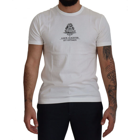 Dolce & Gabbana White Logo Cotton Amor Magister T-shirt TSH8180- 46