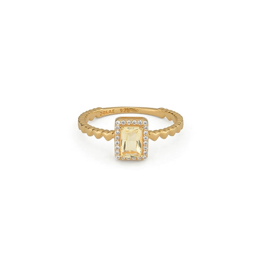 24KAE JEWELS JEWELRY Mod. 12472Y/56 elegant gold ring with gemstone centerpiece and intricate detailing.